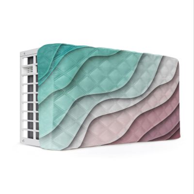 T&H XHome Indoor Air Conditioner Cover - Geometric Abstract Green Pink Gradient Double Insulation Waterproof Adjustable Inside Window AC Unit Cover Parts with Free Elastic Straps, 21x15x3.5IN