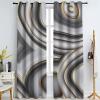 3D Render Abstract Geometric Circles Print Curtain, Trendy Black Creamy-White Eyelet Privacy Curtain, Thermal Insulated Grommet Drapes for Living Room Bedroom Office - 1 Custom Size view 2