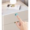 Bed end Table, Modern Rock Slab Nightstand with Drawer Storage, Bedside Desk Cabinet, Solid Wood Bedside Table, Small Bedroom Furniture, Microfiber Leather Appearance (Color : B Off white, Size : 4 view 4
