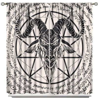 BAEKJIN Goat Head Curtains Ferocious Evil Skull Witch Mysterious Symbol Rod Pocket Blackout Window Drapes 2 Panels Set for Bedroom Living Room Decor 42x45in Decor