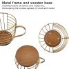 MFBJXC Large Capacity Wire Kup Storage with Wooden Base, Mug Shape Wire Storage Basket for Home Cafe Bar Countertop Kitchen Decor Storage Accessories Gold view 3