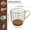 MFBJXC Large Capacity Wire Kup Storage with Wooden Base, Mug Shape Wire Storage Basket for Home Cafe Bar Countertop Kitchen Decor Storage Accessories Gold view 4