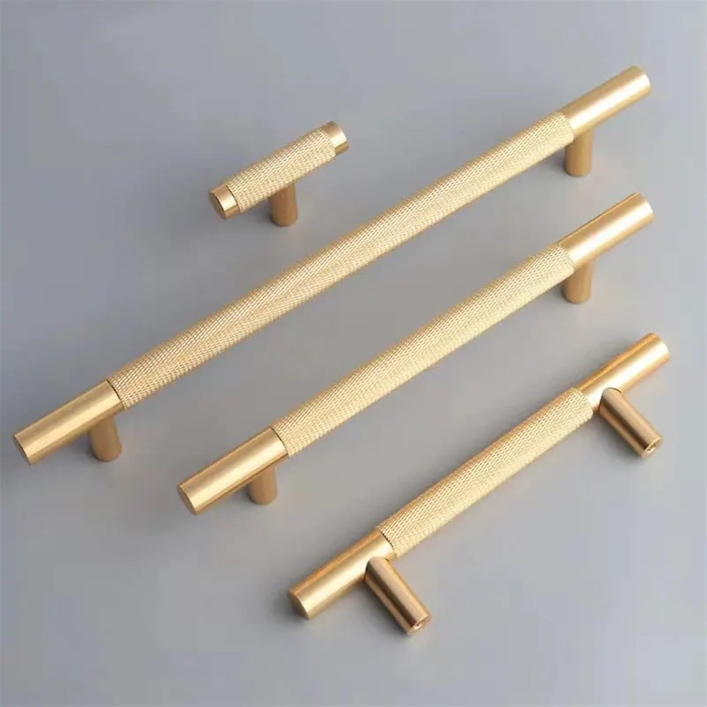 NALsa Brass Knurling Furniture Handles Long Round Modern Pulls Cupboard Wardrobe Dresser Shoe Box Drawer 1Pcs (Color : 192mm)