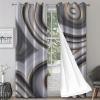 3D Render Abstract Geometric Circles Print Curtain, Trendy Black Creamy-White Eyelet Privacy Curtain, Thermal Insulated Grommet Drapes for Living Room Bedroom Office - 63x72in view 3