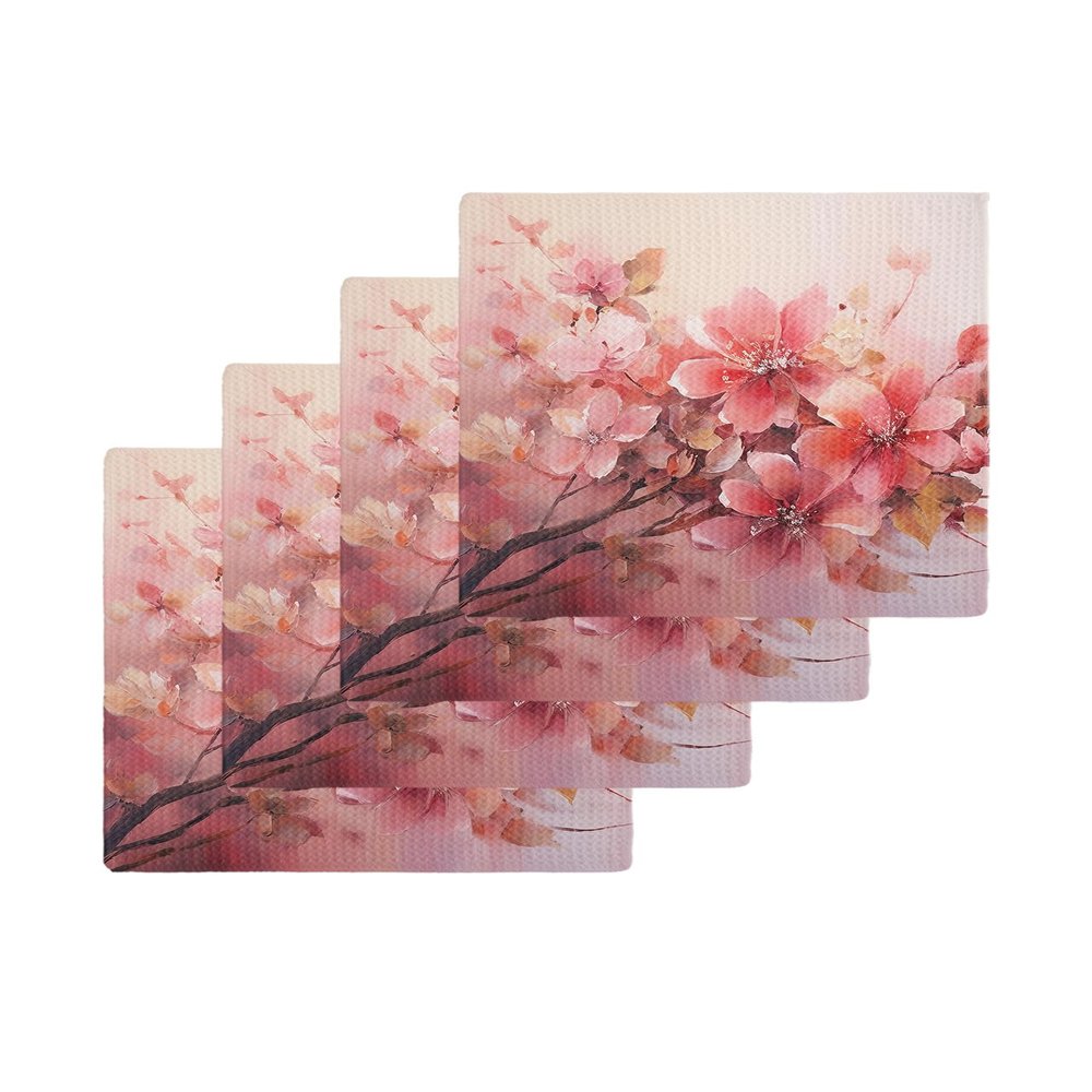 Flower Painted Waffle Kitchen Dish Towels Set of 4,Super Absorbent & Quick Dry Hair Hand Bath Tea Golf Microfiber Towel,Yoga Gym Workout Towel Washcloth,Modern Abstract Blush Pink Watercolor 12"x12"