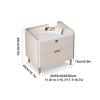 Bed end Table, Modern Rock Slab Nightstand with Drawer Storage, Bedside Desk Cabinet, Solid Wood Bedside Table, Small Bedroom Furniture, Microfiber Leather Appearance (Color : B Off white, Size : 3 view 2