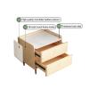 Bed end Table, Modern Rock Slab Nightstand with Drawer Storage, Bedside Desk Cabinet, Solid Wood Bedside Table, Small Bedroom Furniture, Microfiber Leather Appearance (Color : B Off white, Size : 3 view 3