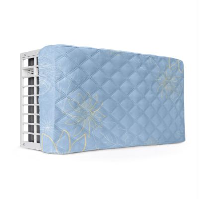 T&H XHome Indoor Air Conditioner Cover - Minimalist Lines Leaves Flowers Blue Double Insulation Waterproof Adjustable Inside Window AC Unit Cover Parts with Free Elastic Straps, 21x15x3.5IN