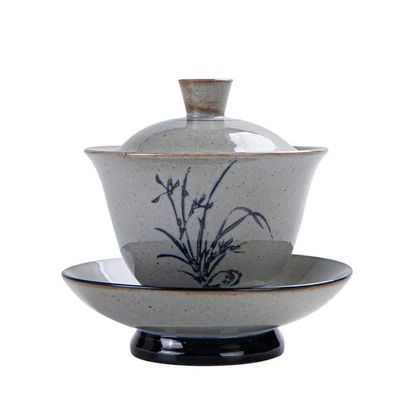 YTDJJWLS 170ml Vintage Gaiwan Ceramic Blue and White Ceremony Bowl Kung Fu Tea Set