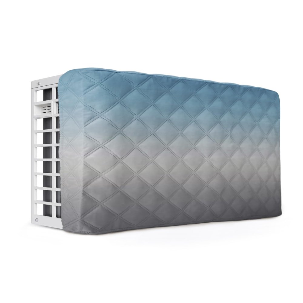 T&H XHome Indoor Air Conditioner Cover - Blue Gray Gradient Double Insulation Waterproof Adjustable Inside Window AC Unit Cover Parts with Free Elastic Straps, 21x15x3.5IN