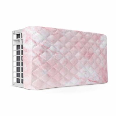 T&H XHome Indoor Air Conditioner Cover - Pink Marble Texture Double Insulation Waterproof Adjustable Inside Window AC Unit Cover Parts with Free Elastic Straps, 25x18x3.5IN