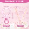 Angela&Alex 100 Pcs Gender Reveal Party Necklace Charms, Pink Pacifier-Shaped Acrylic Shower Decorations for Adults view 2
