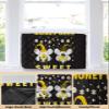 T&H XHome Indoor Air Conditioner Cover - Honey Sweet Gnomes Bees Daisy Black Double Insulation Waterproof Adjustable Inside Window AC Unit Cover Parts with Free Elastic Straps, 17x13x3.5IN view 3