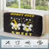T&H XHome Indoor Air Conditioner Cover - Honey Sweet Gnomes Bees Daisy Black Double Insulation Waterproof Adjustable Inside Window AC Unit Cover Parts with Free Elastic Straps, 17x13x3.5IN view 4