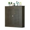 Modern Home Wood Radiator Cover Heating Cabinet Shelf Bathroom Floor Cabinet, Heating Cover Cabinet with 2 Doors and Modern Vertical Grill Slats, Living Room Bedroom Hallway Decorative Cabinet view 1