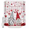 Valentine's Day Shower Curtain for Bathroom 72" x 72", Red Love Heart Roses Gnome Wooden Boards Shower Curtain with Hooks Polyester Waterproof Home Bathtub Decor view 1