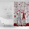 Valentine's Day Shower Curtain for Bathroom 72" x 72", Red Love Heart Roses Gnome Wooden Boards Shower Curtain with Hooks Polyester Waterproof Home Bathtub Decor view 2