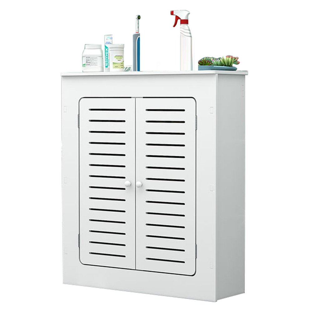 Modern Wood Radiator Cover Heating Cabinet with 2 Doors and Modern Vertical Grill Slats - Bathroom Floor Cabinet, Living Room Bedroom Hallway Decorative Cover