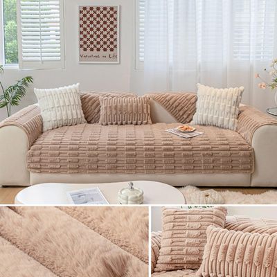 Funny Fuzzy Couch Cover Sofa Covers Washable Sectional Couch Cushion Covers for 3 Cushion Couch Sofa Pet Friendly Sofa Slipcovers Couch Protector for Dogs Super Soft Warm (Only 1 Piece/Not All Set) (