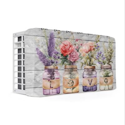 Indoor Air Conditioner Cover - ValentINe's Day Watercolor Roses with Lavender Wooded Double Insulation Waterproof Adjustable Inside WINdow AC Unit Cover Parts with Free Elastic Straps, 17x13x3.5IN