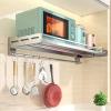 Wall Mount Stainless Steel Shelf Brackets,Spice Jar Rack Oven Holder, Hanging Pot Pan Rack Oven Stand Storage Organizer With 5 Hooks,Kitchen Storage Organiser Cabinet, Silver Microwave oven racks ( Co view 1