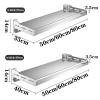 Wall Mount Stainless Steel Shelf Brackets,Spice Jar Rack Oven Holder, Hanging Pot Pan Rack Oven Stand Storage Organizer With 5 Hooks,Kitchen Storage Organiser Cabinet, Silver Microwave oven racks ( Co view 3