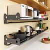 304 Stainless Steel Microwave Oven Rack,Wall-Mounted Microwave Oven Rack Stand,Kitchen Storage Organiser,Spice Jar Rack Oven Holder, Hanging Pot Pan Rack Oven Stand Storage Organizer With 5 Hooks Micr view 2