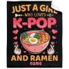 Custom Girl Loves Ramen Blanket Super Soft Lightweight Throw Comfy Fluffy Quilt for Bed Sofa All Seasons Warm 120"x90" Extra King for Family view 1