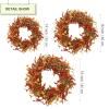 Autumn Wreath, Fall Wreath, Red Berry Wreath, Fall Wreaths Indoor, Thanks Giving Wreaths with White Red Berries, Leaves for Christmas, Thanksgiving and Harvest Celebration Decor 14inchberrywreath view 2