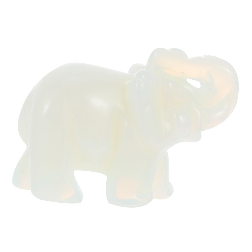 HOMSFOU Crystal Stone Elephant Figurine Unique Small Art Decoration for Hand Carved Adornment for Elephant Lovers and Women