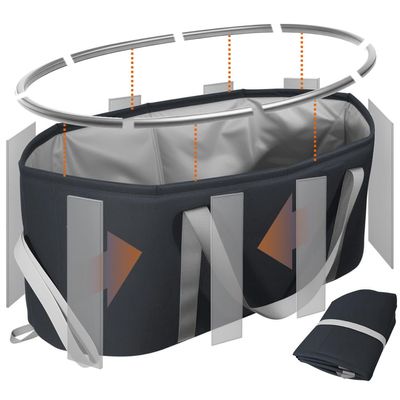 Foldable Laundry Basket 98.8L Waterproof Oxford Cloth Collapsible Laundry Basket with Plastic Supports on the Bag Opening and Sides - Black