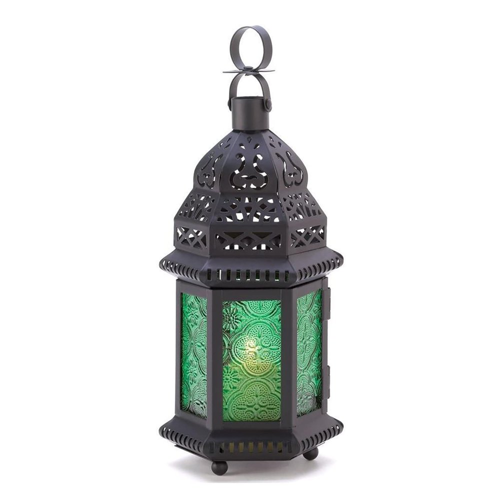 Glass Candle Lanterns,Decorative Candle Lanterns,Garden Lanterns for Candles,Decorative Lanterns,Moroccan Style Lantern Tealight Holders with Multi-Coloured Glass,Garden Candle Lantern,Indoor/Outdoor