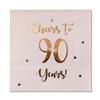 Cheers to 90 Years Cocktail Napkins | Happy 90th Birthday Decorations for Men and Women and Wedding Anniversary Party Decorations | 50-Pack 3-Ply Napkins | 5 x 5 inch folded (Pink) view 1
