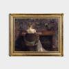 Vintage Painting, Woman Playing Piano, Antique Portrait Painting, Rustic Print, Victorian Lady, Vintage wall art25.1 view 4