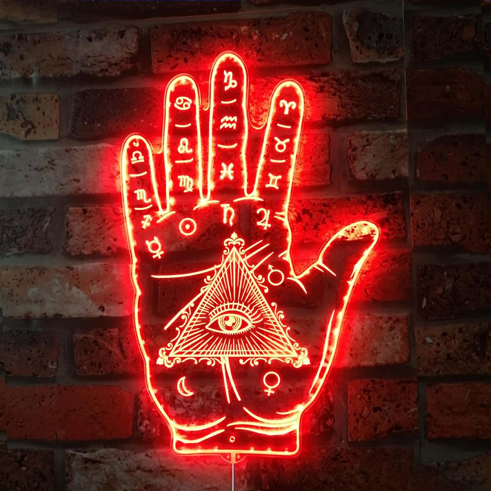 ADVPRO Palmistry Hand Psychic Magic Eye Alchemy RGB Dynamic Glam LED Sign - Cut-to-Edge Shape - Smart 3D Wall Decoration - Multicolor Dynamic Signage st06s86-fnd-i0034-c