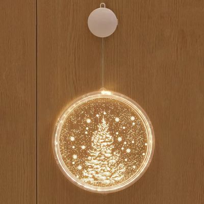 SATUSA Christmas Decorations, 3D Letter Suction Cup Lights, LED String Lights, Battery Powered, 9.4 "Christmas Tree Atmosphere Lights (Cedar)