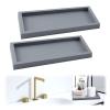 2Pcs Bathroom Tray, Modern Bathtub Vanity Tray Toilet Tank Topper Paper Storage Decorative Organizer Box Silicone Kitchen Soap Holder for Counter Decor Dresser Tops (Grey, Large) view 1