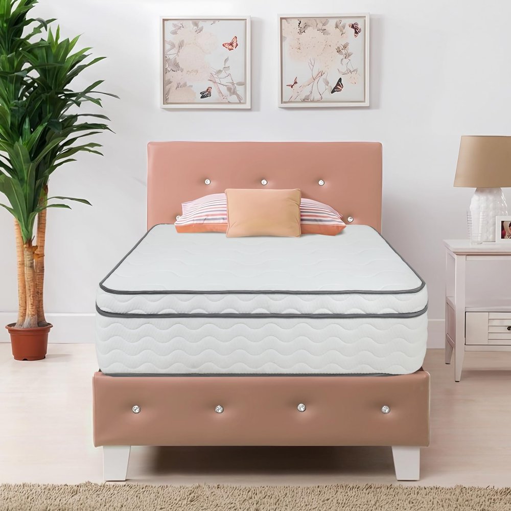 Dkelincs Twin Size Mattress Relieves Back Pressure Medium Firm Comfort Mattress, Individually Cool Breathable Innerspring Mattress 12 Inch for Bedrooms, Guest Rooms and Children's Rooms