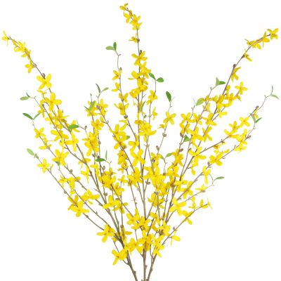 CISDUEO 3 Pcs Artificial Forsythia Flower Branches Artificial Flowers Yellow Silk Long Stem 39.4 Inch Fake Jasmine Spring Flowers Artificial Orchids for Wedding Floral Arrangement Party Table Decor
