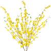 CISDUEO 3 Pcs Artificial Forsythia Flower Branches Artificial Flowers Yellow Silk Long Stem 39.4 Inch Fake Jasmine Spring Flowers Artificial Orchids for Wedding Floral Arrangement Party Table Decor view 1