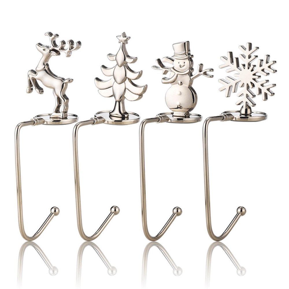 SKVLF Christmas Sock Rack for Mantle 4 Piece Set, Non Slip Fireplace Sock Rack, Christmas Sock Hanger Hook, Fireplace Sock Rack for Christmas Party Decoration