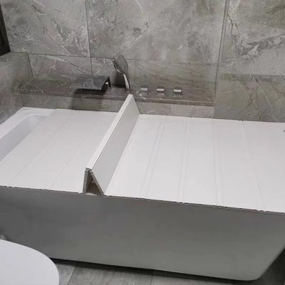 DAZULI Folding Bathtub Cover PVC Bathtub Tray Shutter Bath Lid 0.6cm Thickness Bathtub Dust Board Insulation Cover for Bathing Reading Relaxing Soaking Bracket(Size:70x160x0.6cm,Color:White)