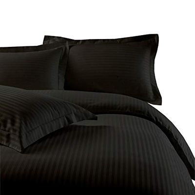 5 Piece Cotton Zipper Clouser Duvet Cover Alaskan King 132x120Black Stripe Color Duvet Cover All Season