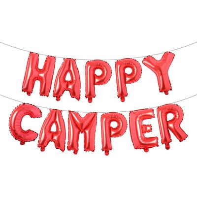 16 Inch Happy Camper Balloon Camping Birthday Party Decor One Happy Camper Party Decor Lumberjack Party Decor Camp Party Decorations Tent Birthday Party Decor (HAPPY CAMPER Red)