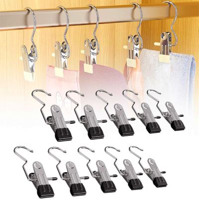 2024 New Space-Saving Clothespin Hat Pants Storage Hanging Travel Hook, 360 Swivel Stainless Steel Hangers with Clips, Laundry Hooks Hanging Clips Clothes Pins Socks Towel Clips (A-Black 30PCS)
