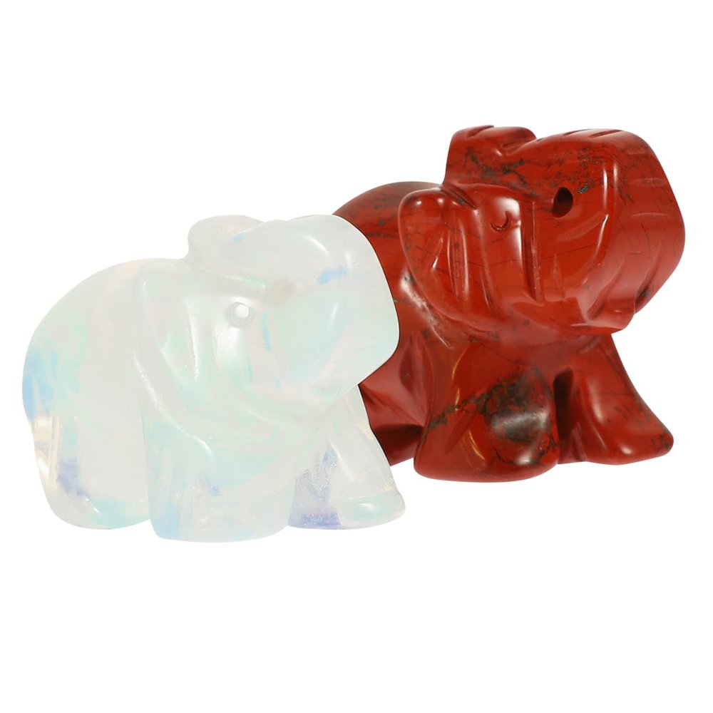 AOKWAWALIY 2pcs Crystal Elephant Statue Lovely Elephant Sculpture Decor Quartz Elephant Figurine Elephant Decoration for Home