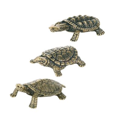 LIFKICH 3pcs Retro Brass Tortoise Figurines for Desktop Decor Charming Turtle Statues Unique Present for Home Office Brass Craftsmanship for Turtle