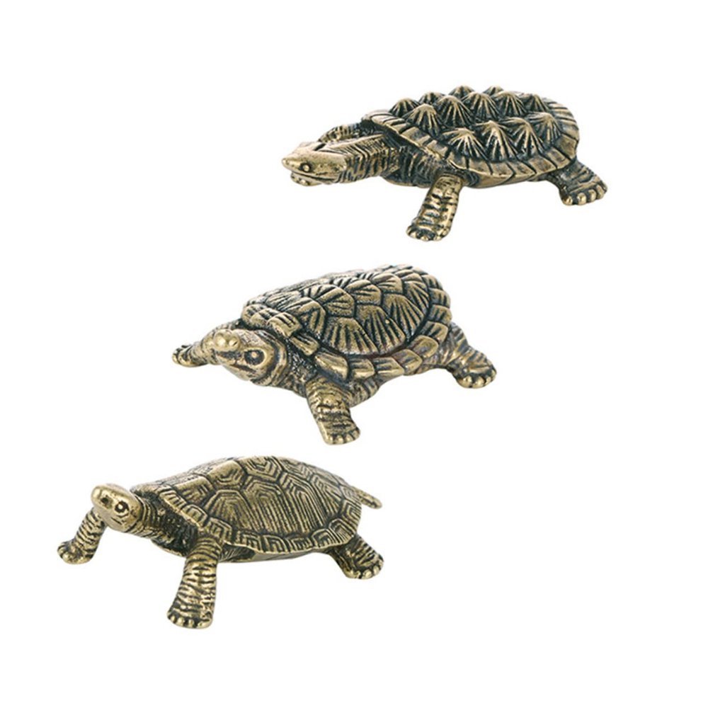 LIFKICH 3pcs Retro Brass Tortoise Figurines for Desktop Decor Charming Turtle Statues Unique Present for Home Office Brass Craftsmanship for Turtle