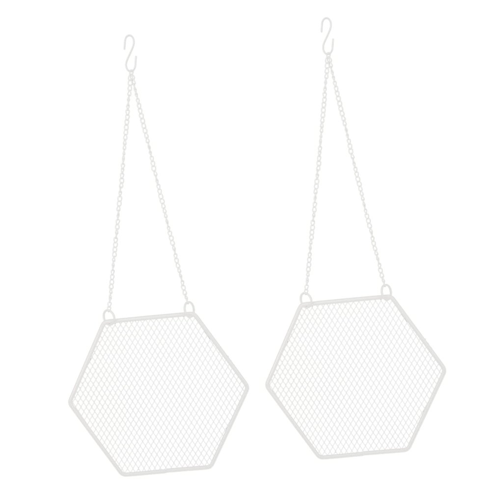 KOMBIUDA 2pcs Hexagon Hanging Earring Holder Metal Jewelry Organizer for Wall Display Chic Storage for Earrings Bracelets and Accessories White