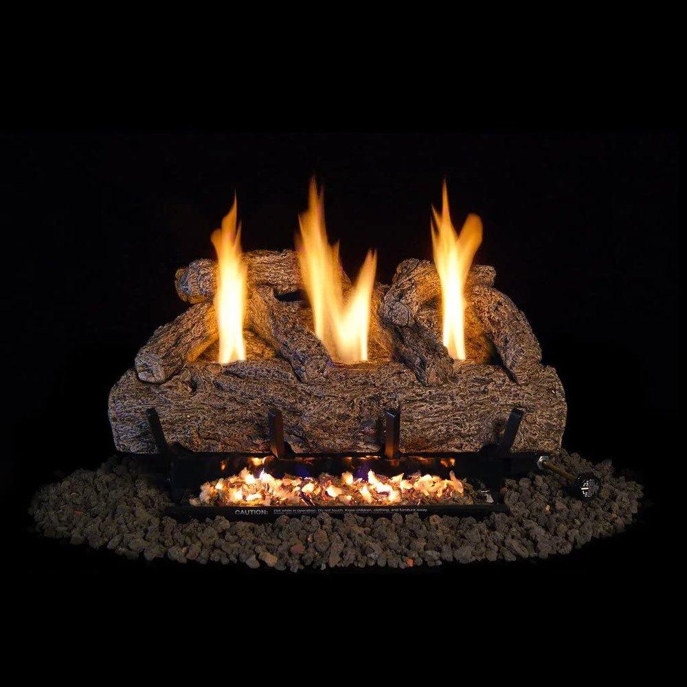 Peterson Fyreside 21-inch Live Oak Log Set With VENT-FREE Burner, On/Off Remote control and Gas Connection Kit. (Propane Gas Only)
